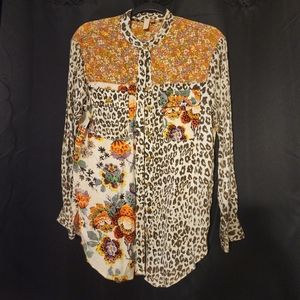 Anthropologie Pilcro Multi Pattern Animal Floral Button Down XS